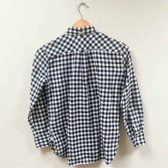 J. Crew Classic-fit Shirt Petite in Crinkle Gingham Navy Women's 00P AW252 $79 - Picture 6 of 8